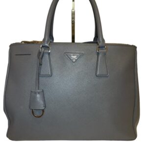 Prada Gray Galleria Saffiano Tote Bag with Silver Hardware